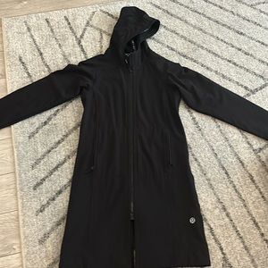 Super cute, long, hooded Lululemon Apes Rain jacket.